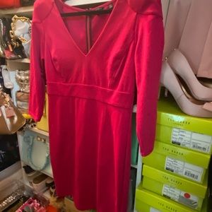 COPY - Hot pink Ted Baker size 4 power shoulder knit dress